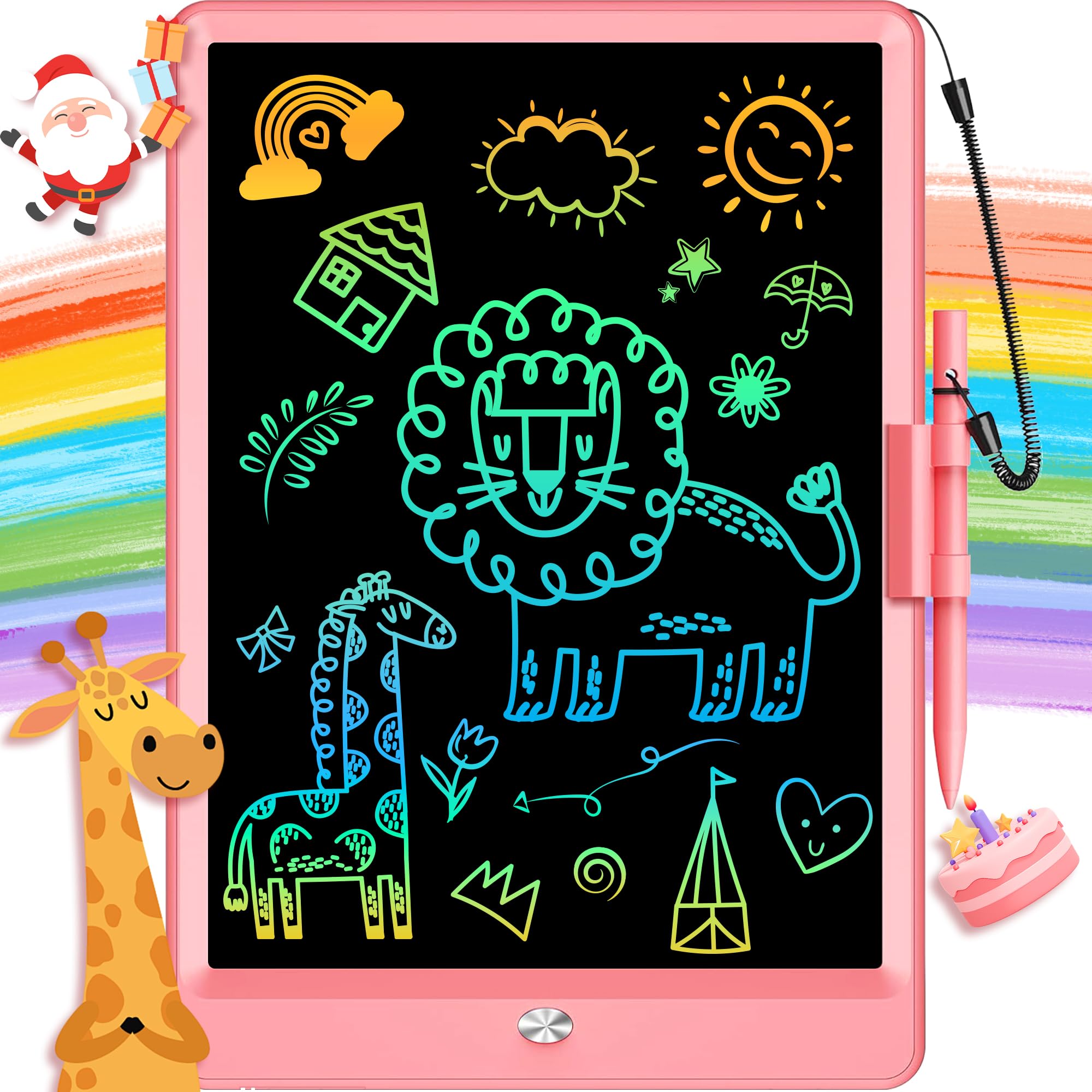 Photo 1 of 10 Inch LCD Writing Tablet Toy for 3 4 5 6 7 8 Year Olds - Erasable Electronic Drawing Pad and Doodle Board as Montessori Educational - Kids Christmas and Birthday Gifts for Girls and Boys Toy(Pink)