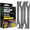Rhino USA Soft Loop Tie Down Straps (4-Pack) - 1.6 Inch x 17 Inch (5,000 lbs Break Strength) Heavy Duty Motorcycle Straps for use with Ratchet Straps - Handlebar Straps for ATV, UTV, Dirt Bike (Gray)