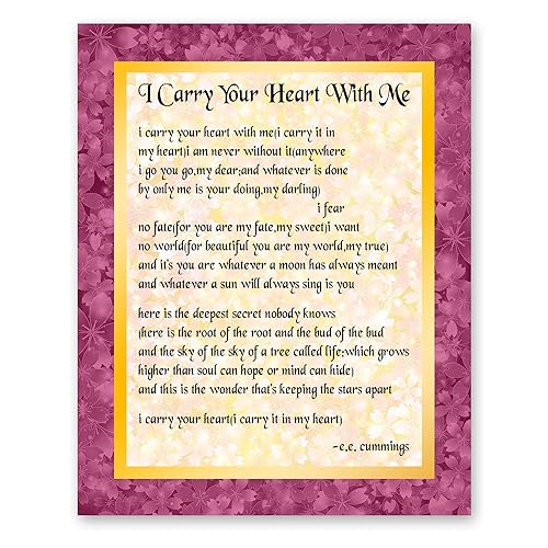 Amazon.com: I Carry Your Heart With Me Poem by E.E Cummings Home Decor