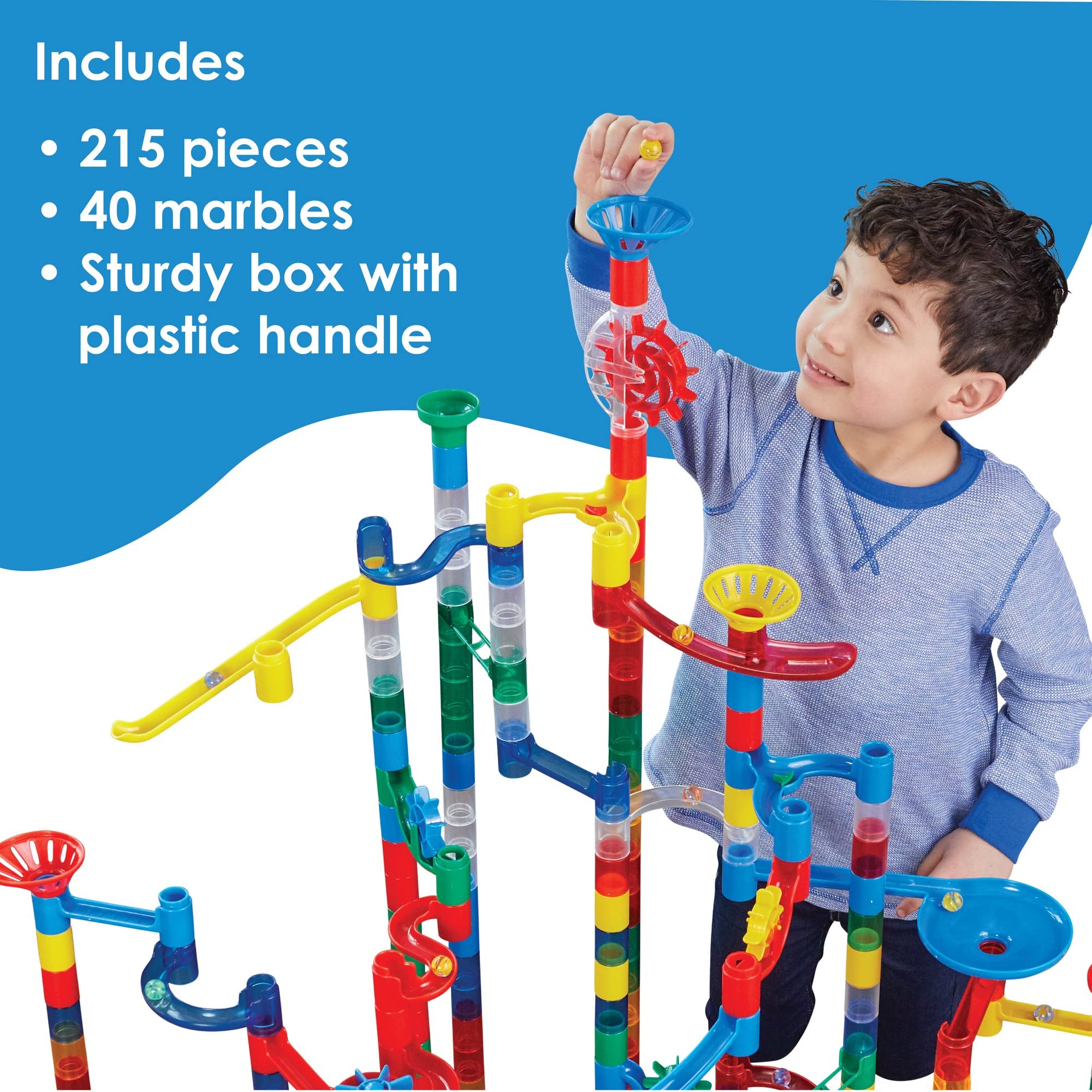 MindWare Mega Marble Run Building Set - 215 Durable Pieces and 40 Marbles - Build, Engineernig and Sceince Toy - Ages 4 and Up