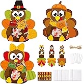 B1ykin Thanksgiving Candy Bags - 36 Sets DIY 3D Cute Fall Candy Holder Goodie Treat Bags with Clear Window Name Tags Cards, Autumn Exchange Gifts, Classroom Party Favor for Kids (Turkey)