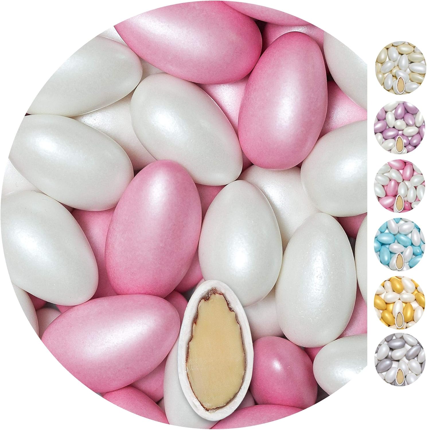 EinsSein 1kg Confetti di Mandorle Matrimonio Conchiglia Mix biancorosa