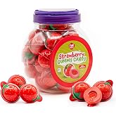 Strawberry Gummy Candy, Jelly Filled Gummies - 30 Count - 19 Oz Jar | Individually Wrapped Gummy Balls Candy, Party Favors, Candy for Goodie Bags