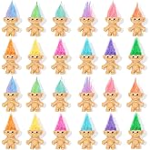 30 Pcs Long-Haired Lucky Mini Troll Dolls - 4" Vintage Style Action Figures (0.8" Body) with Colorful Hair. Small Toys for Kids Goodie Bag Fillers, Classroom Prizes, Pinata Stuffers &amp; Cake Toppers