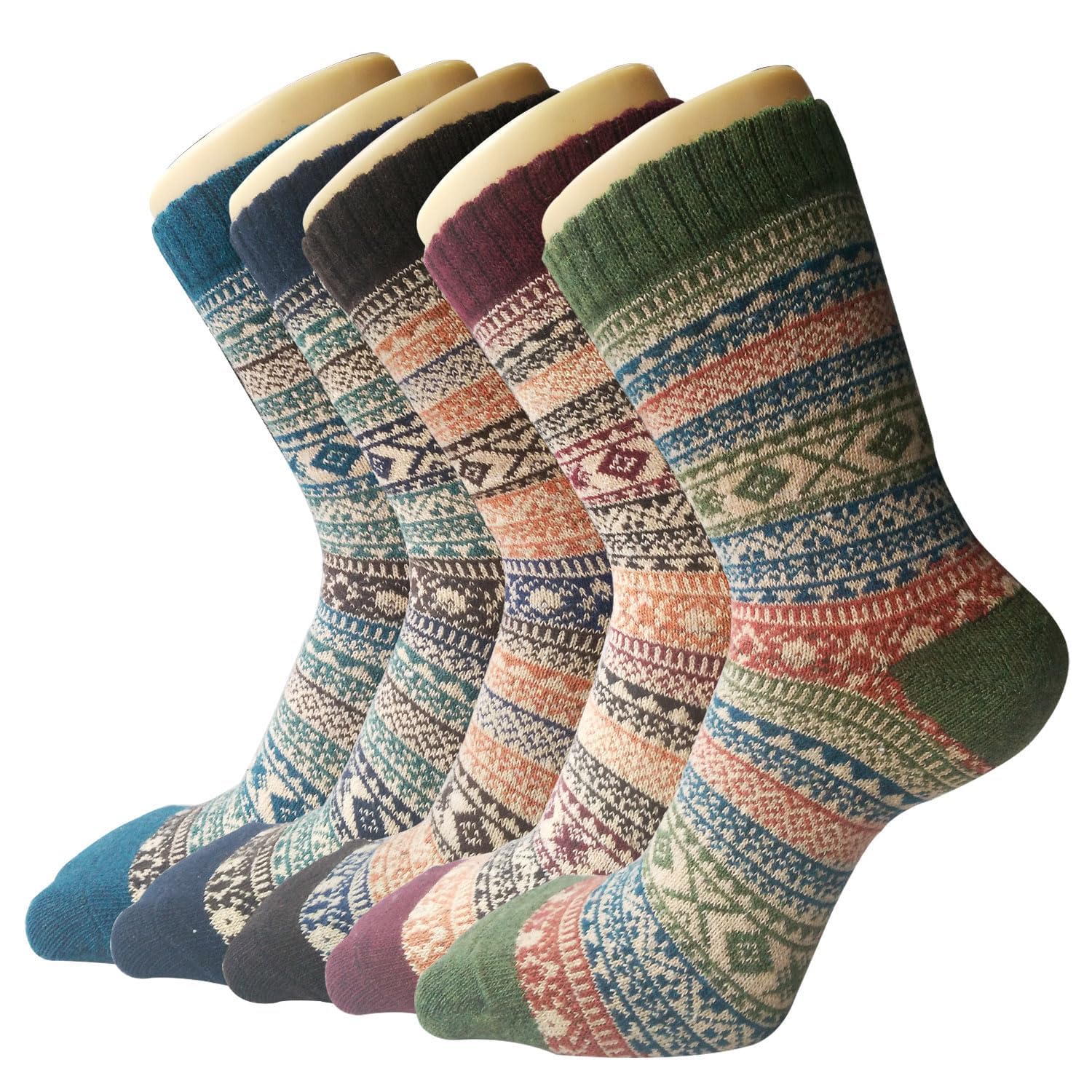 5 Pairs Womens Thermal Wool Socks Warm Knit Ladies Socks for Winter, One Size, A6