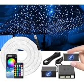 Split Starlight Headliner Kit - 400pcs 0.02in 4.9ft Fiber Optic RGBW Star Lights for Car with 2 Light Heads 16W Engine Easy to Hide,Flexible Wiring,APP/Remote Control for Car Roof Ceiling