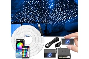 VASTFIRE Split Starlight Headliner Kit - 400pcs 0.02in 4.9ft Fiber Optic RGBW Star Lights for Car with 2 Light Heads 16W Engine Easy to Hide,Flexible Wiring,APP/Remote Control for Car Roof Ceiling