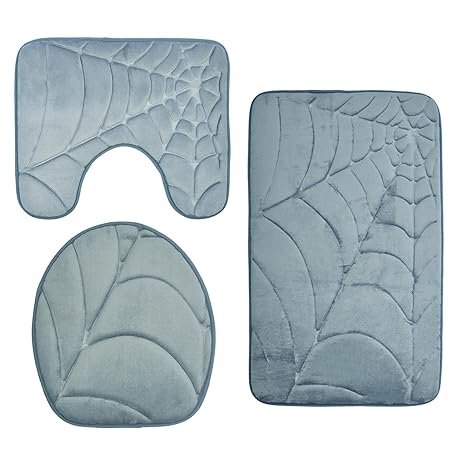 Diossad Tapis De Bain 3 Pièce Gris Poil Très Doux Flanelle En Microfibre Absorbant Deau Antidérapant Tapis De Bain