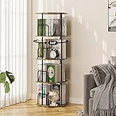 SUNMORY 4 Tier Rotating Bookshelf Tower, Revolving 360 ° Spinning Bookcase, Hexagonal Corner Book Shelf Storage Carousel, Vertical Rotate Turning Organizer Book Shelves for Living Room Office Bedroom