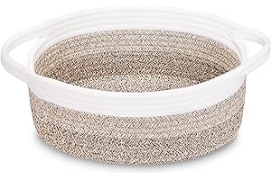 ABenkle Small Basket with Handles - Decorative Durable Rope Woven Storage Bin Shelf Storage Organizer Cube, Easter Baby Gift Basket, 12"x8"x5"