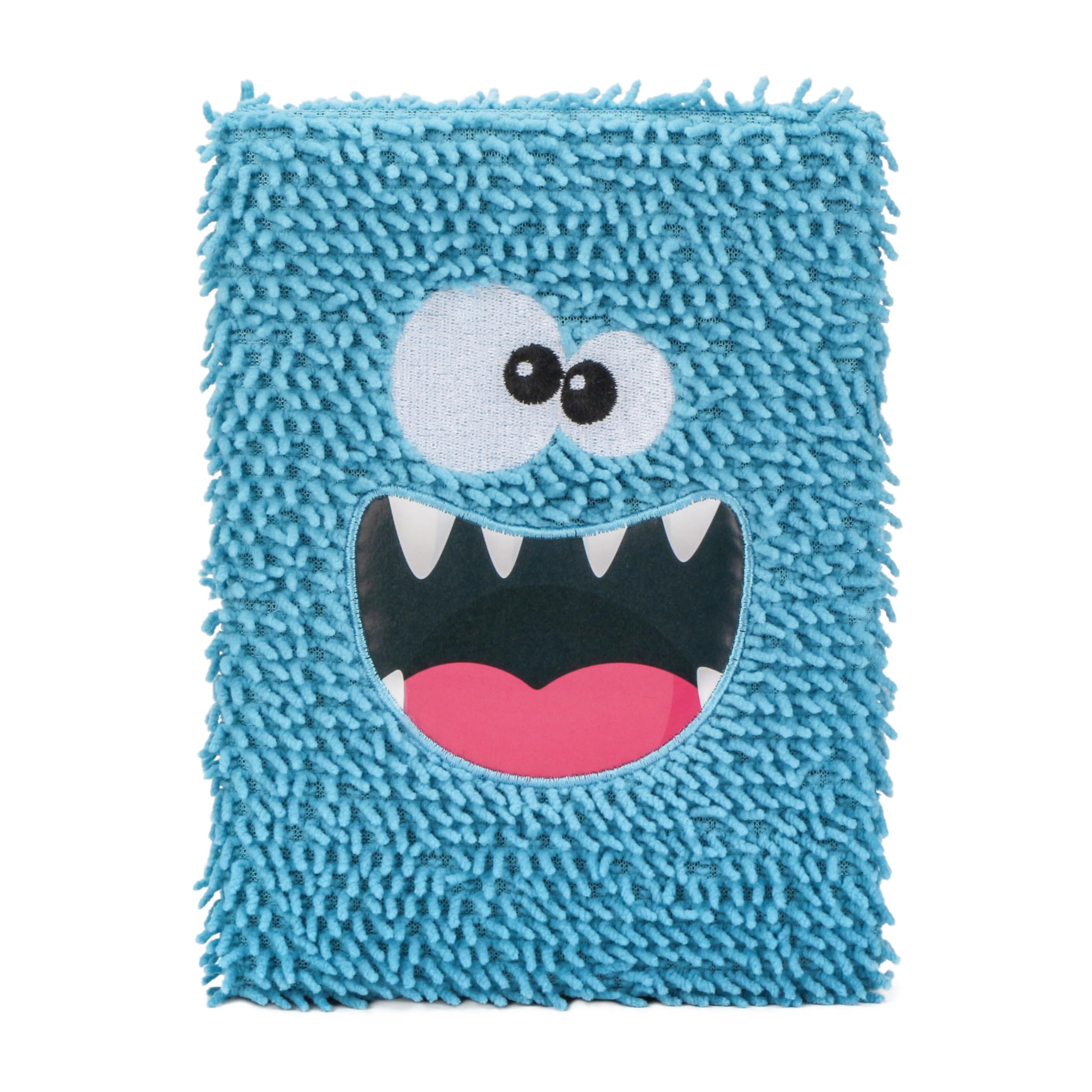 EXERZ A5 Notebook “Funky Monster”, Children Journal Diary, Notepad for Kids, Fluffy and soft, Cute and Functional, 160 Lined Pages. (Blue)