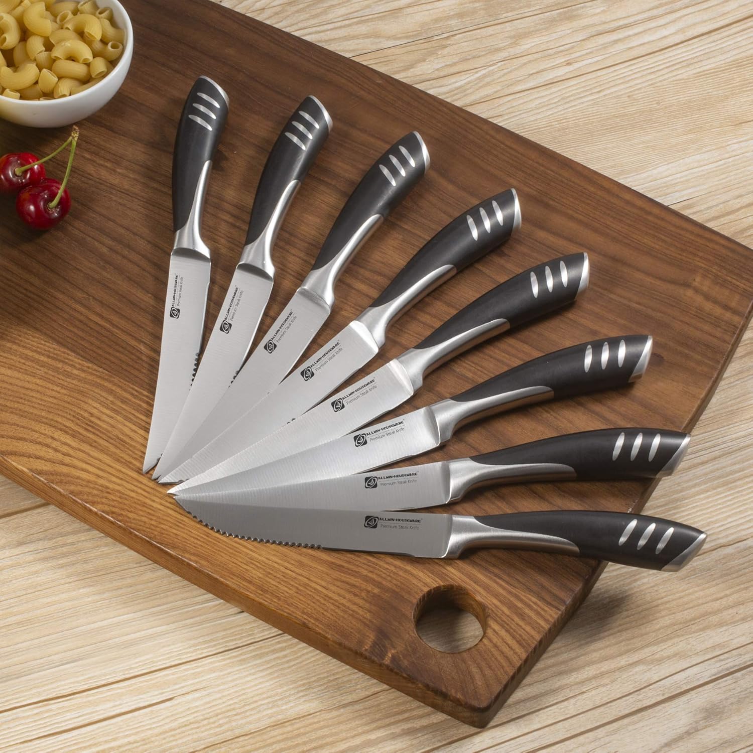 Premium 8-Piece German High Carbon Stainless Steel Steak Knife Set, Double Forged Full Tang Kitchen Dinner Steak Knives: Kitchen & Dining