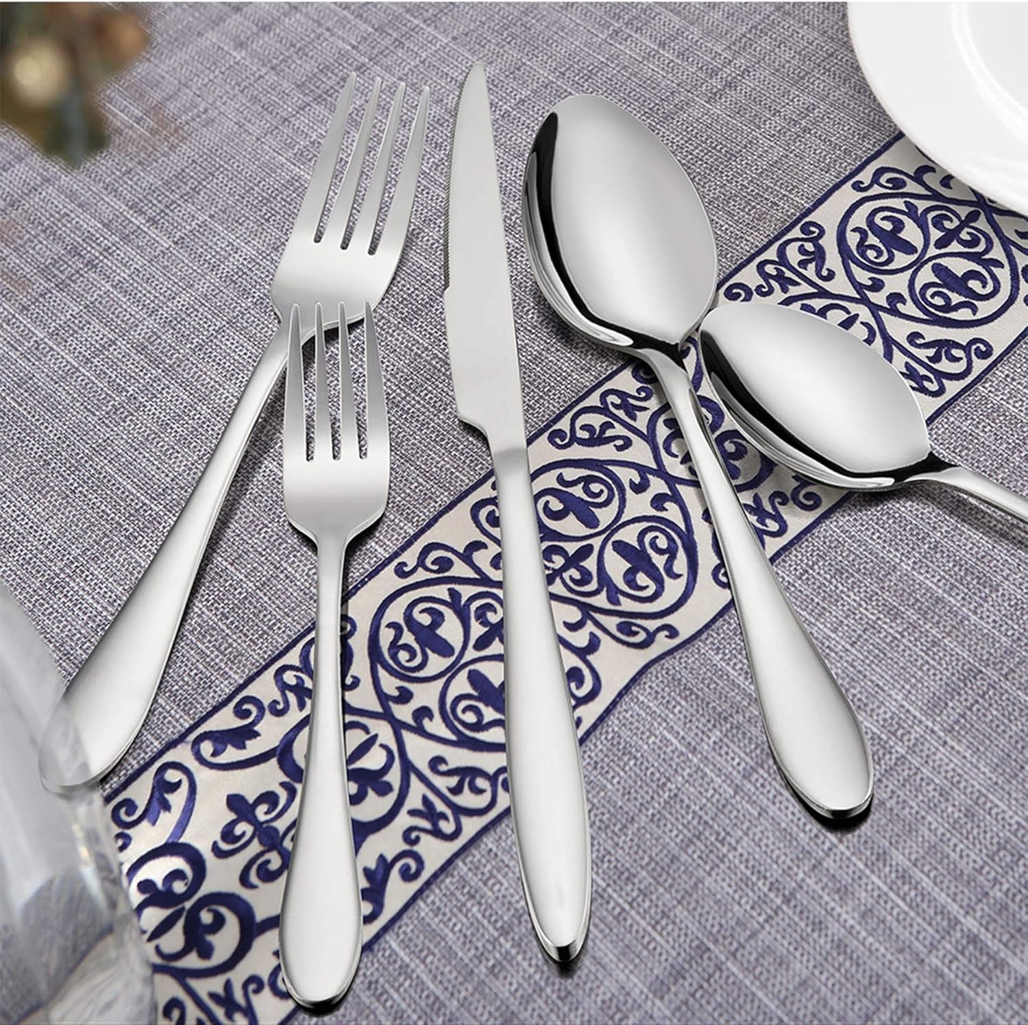  | Flatware Set, 40-Piece Silverware Set, LIANYU Stainless Steel Home Kitchen Hotel Restaurant Tableware Cutlery Set, Service for 8, Mirror Finished, Dishwasher Safe: Flatware Sets