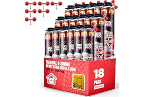 ixirpro Spray Foam Insulation Can (18 x 30 oz. / 850 g) Expanding Sealant, Mega Size Closed Cell Spray Foam Insulation, High Density, Walls Ceiling Windows Doors