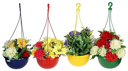 Grun Hanging Planter Set (Set of 4, Plastic, Assorted)