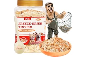 Wellix Dog & Cat Food Topper - Antarctic Krill Treats Freeze Dried Egg Yolk&Chicken Flavor Low Calorie - Cognitive and Skin & Coat Support - Healthy Cat Treats for Indoor Cats