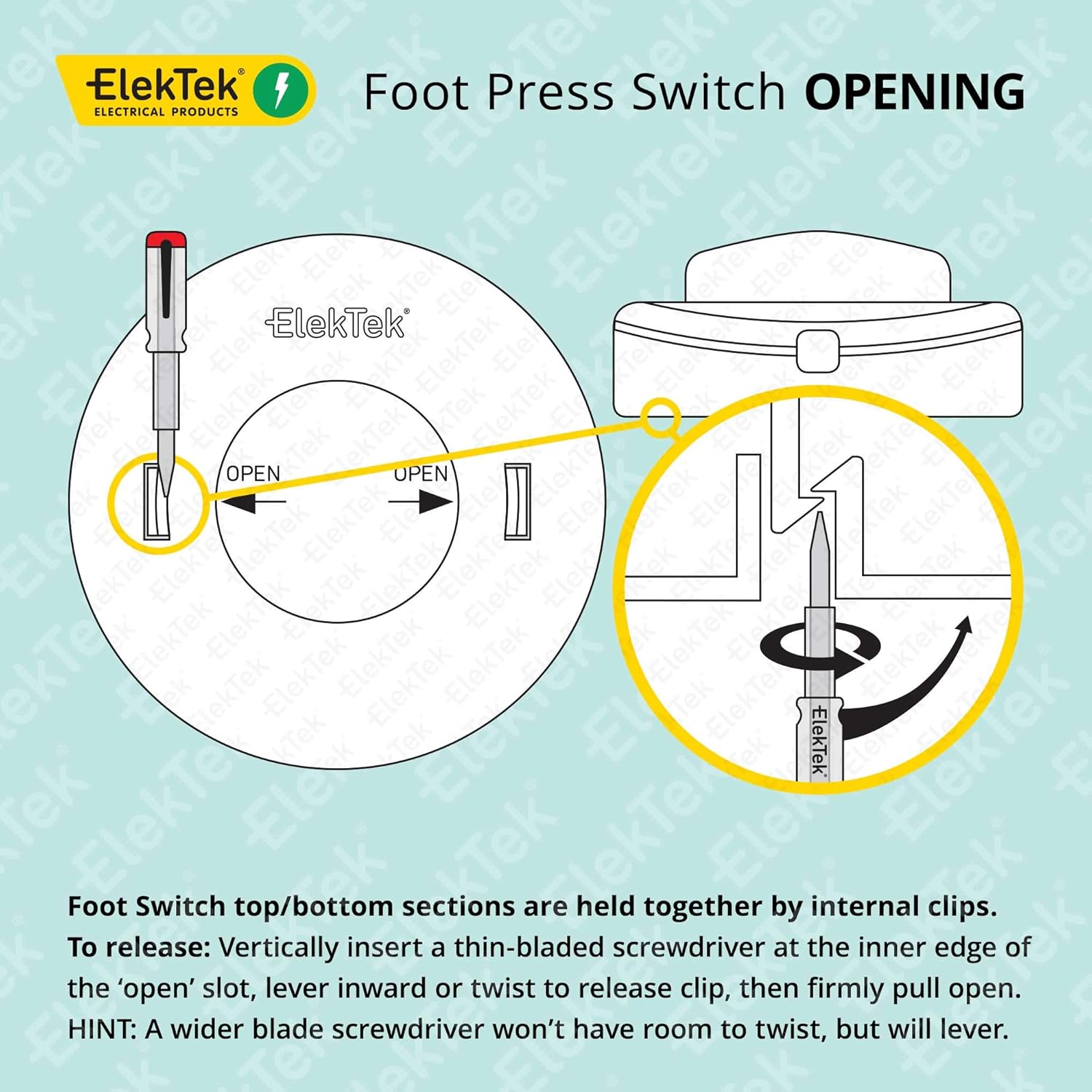 ElekTek Black Lamp Light Push Button In Line Switch, 65mm Diameter, Foot or Hand Operated Press Switch, for 2 or 3 Core Flex - Image 5