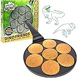 Dino Mini Pancake Pan - Make 7 Unique Flapjack Dinosaurs, Nonstick Pan Cake Maker Griddle for Breakfast Fun & Easy Cleanup