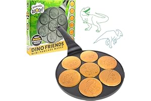 CUCINAPRO Dino Mini Pancake Pan - Make 7 Unique Flapjack Dinosaurs, Nonstick Pan Cake Maker Griddle for Jurassic Fun & Easy Cleanup, Great for Family Breakfast or Easter Basket Stuffer Gift for Kids and Adults