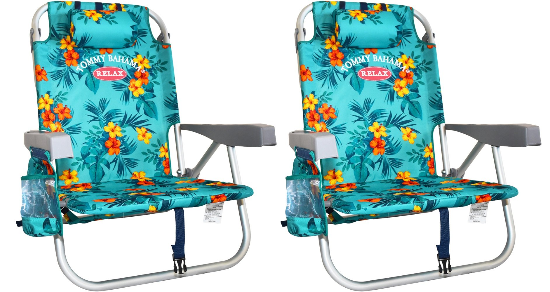2 Tommy Bahama Backpack Cooler Chair With Storage Pouch And Towel Bar