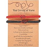 Mikovivi 2pcs Matching Bracelets, Red String of Fate Bracelet Couples Jewelry Long Relationship Bracelets for His and Her Boyfriend Girlfriend Lovers Valentines Day Anniversary Birthday Gifts