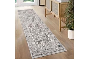 KUTA Runners for Hallways 2x6 Tan, Vintage Floral Rug Non-Slip Washable Kitchen Rugs Runner Retro Distressed Flower Carpet Rug Entryway Runner Rug for Bedroom Bathroom Laundry Entryways Hallways