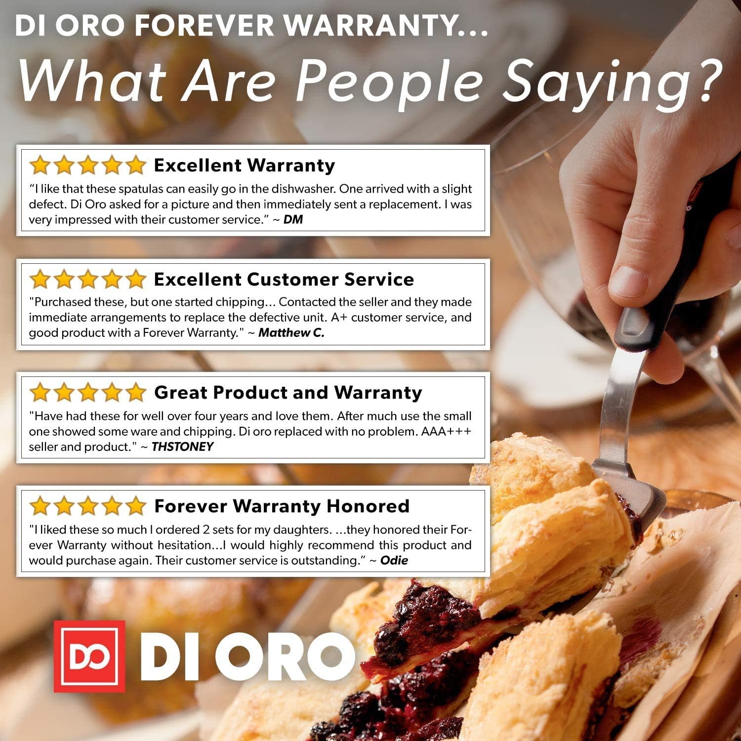 DI ORO Designer Series 2-Piece Silicone Turner Spatula Set - 600F Heat-Resistant Kitchen Rubber Spatulas - BPA Free and LFGB Certified – Perfect for Eggs and Flipping - Dishwasher Safe: Kitchen & Dining