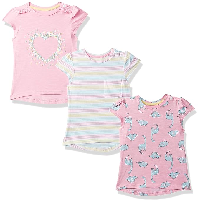 Baby Girls Floral Regular fit T-Shirt (Pack of 3)