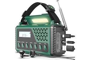 DEXSCOUT Crank Emergency Weather Radio10000mAh,NOAA/AM/FM/SW Weather Radio,Hand Crank Radio with Solar,USB Type-C Charging, SOS Alarm,Torch & LED Reading Light, Compass & Carry Bag for Camping Survival Home