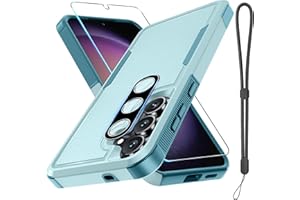 RMOCR for Samsung Galaxy S25 FE Case with Screen Protector+Camera Lens Cover,Military Grade Heavy Duty Shockproof Phone Cover with Wrist Lanyard Strap for Samsung S25fe,Mint Green