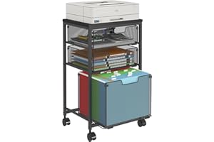 Sbanmao Rolling File Cart with 3 Drawers, Under Desk Storage Mobile Filing Cabinet for Home Office, Hanging File Folders Organizer, Utility Cart with Wheels, Printer Stand, Black
