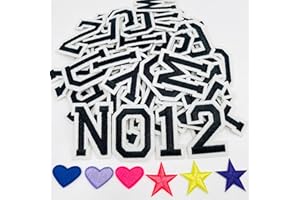 Jongdari Iron On Letters and Numbers Patches for Clothing, 2" Embroidery Alphabet Letterman Jacket Patche A-Z & 0-9 Applique for Backpack & Fabric (Black 78pcs)