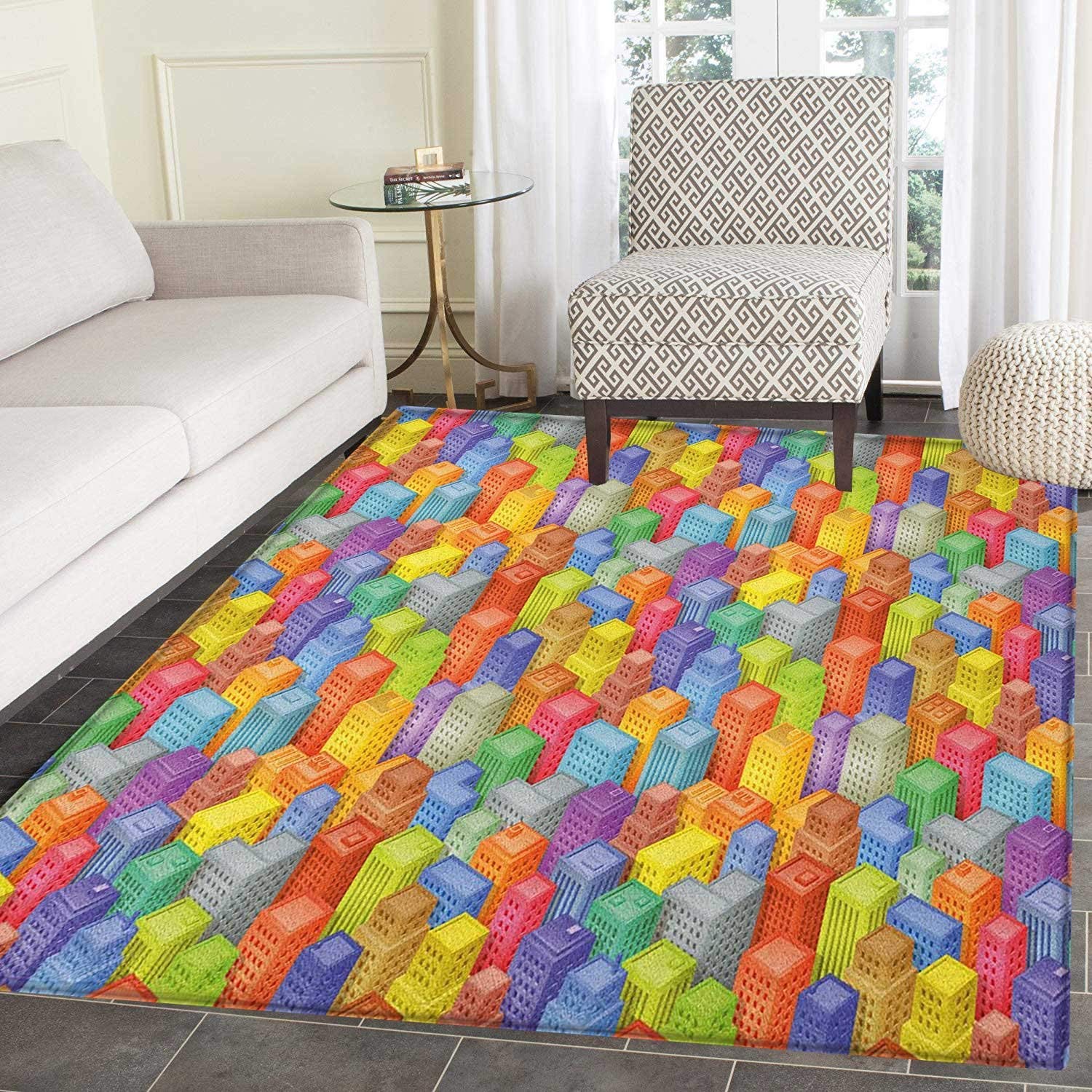 Amazon Com City Rugs For Bedroom Colorful Cartoon
