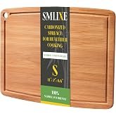 SMLIXE Bamboo Cutting Boards for Kitchen,Carbonized Wood Cutting Board with Deep Juice Groove for Chopping Meat, Vegetables, Fruits, Nuts,Lightweight &amp; Durable,Ideal Kitchen Gift