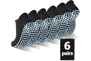 SkiBeaut 6 Pairs Non Slip Men Women Socks Unisex Pilates Man Woman Grips Cushion Socks for Yoga Barre Home & Hospital