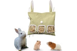 PURRRFECTIONPET Cute Hanging Rabbit Hay Feeder Bag, Guinea Pig Hay Bag, Bunny Feeders Holder Storage For Small Pets Bunnies Chinchilla Hamster Rats, Guinea Pig Accessories For Cage, Bunny Accessories For Cage (Green)