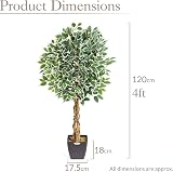 CHRISTOW 4ft Artificial Ficus Tree Variegated PEVA Leaves Wooden Trunk view 7