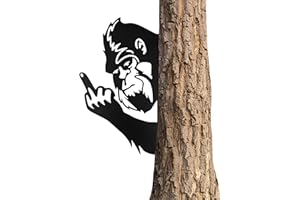 Dekorbay Sasquatch Peek Flip Off Metal Sign Animal Bigfoot Middle Finger Plaques Cutout Decor Tree Fence Yard Garden Patio House Outdoor Wall Art