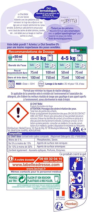 Le Chat Bébé 2336456 Liquid Detergent 160 L English