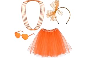 HAAKONG 80s Women Tutu Costume Accessories Blue Tutu Women Striped Sock Sunglasses Lace Headband Skirt Necklace Halloween Mardi Gras