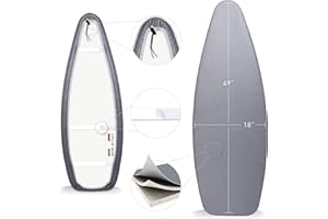 TIVIT Ironing Board Covers 18 x 49 Durable Alumitek PRO Heat Reflective Silicone Pads are Scorch & Stain Resistant - Made w/3 Layers of Padding, 3 Fastener Straps & Pull Bungee Cord - Made in Italy