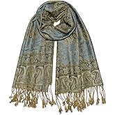 Wendyfull Pashmina Scarf for Women Shawls and Wraps Reversible Paisley Vintage Jacquard Soft Silky Rave Scarves Men