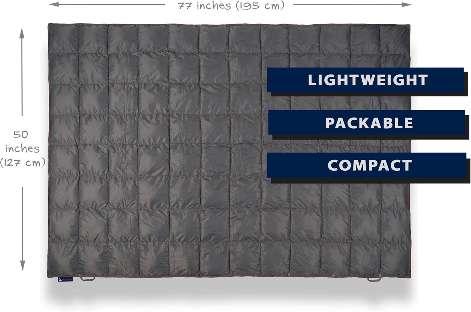 Get Out Gear Double Puffy Camping Blanket - Extra Puffy, Packable, Lightweight and Warm | Ideal for Outdoors, Travel, Stadium, Festivals, Beach, Hammock | Water-Resistant Camp Quilt (Gray/Burgundy): Kitchen & Dining