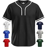 Exxact Sports Blank Baseball Jersey, Unisex Classic Two Button Softball Jersey for Men & Women, Comfortable for All-Day Wear