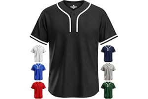 Exxact Sports Blank Baseball Jersey, Unisex Classic Two Button Softball Jersey for Men & Women, Comfortable for All-Day Wear