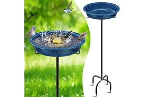 YALINKA Freestanding Birdbaths Bowl for Outside, Standing Garden Bird Bath Feeder & Bird Bath Bowl, Detachable Decoration Spa Birdfeeder for Outdoor Garden Patio Yard Lawn (Blue)
