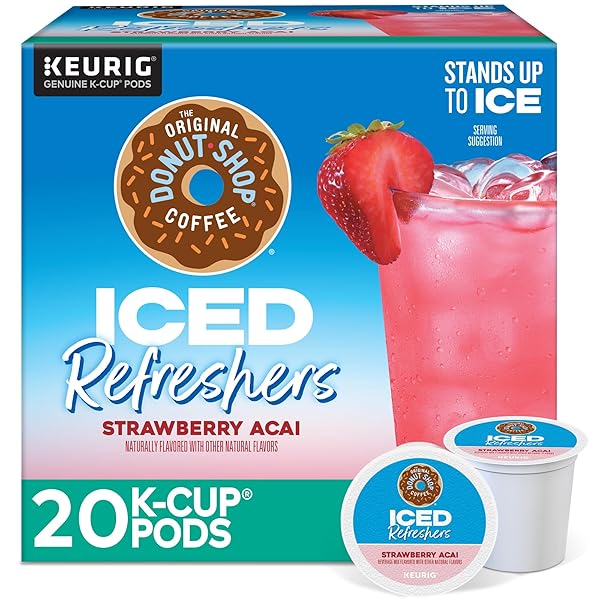 THE ORIGINAL DONUT SHOP ICED REFRESHERS, STRAWBERRY AÇAÍ FLAVOR, KEURIG SINGLE SERVE K-CUP PODS, 20 COUNT