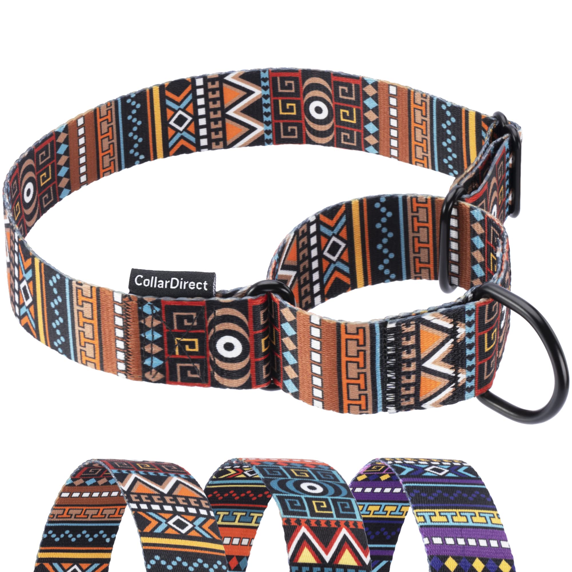Photo 1 of CollarDirect Martingale Collars for Dogs Heavy Duty Tribal Pattern Adjustable Soft Safety Training Nylon Wide Pet Collar Medium Large (Aztec Brown, XL, Neck Size 19"-24")