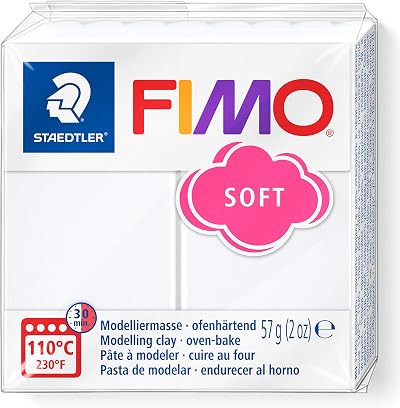 STAEDTLER 8020-0 FIMO Soft Oven-Hardening Polymer Clay White 57g Block