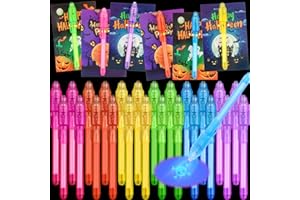 Halloween Invisible Ink Pens for Kids, 24 Pack Spy Pen with UV Light - Halloween Party Favors for Trick or Treat, Classroom G